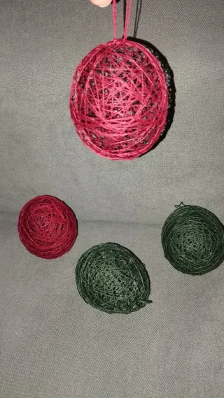 Bolas de Natal em crochê (Verde e Vermelho)