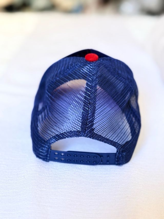 Gorra New York gamuza azul y roja