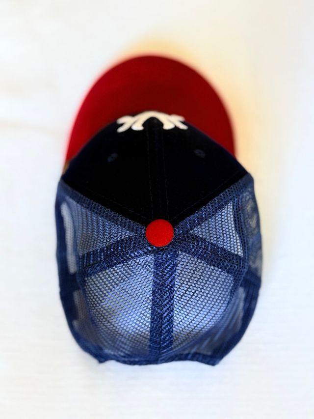 Gorra New York gamuza azul y roja