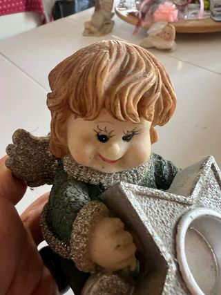 Angelo portacandele stella verde e argento