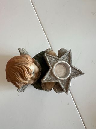 Angelo portacandele stella verde e argento