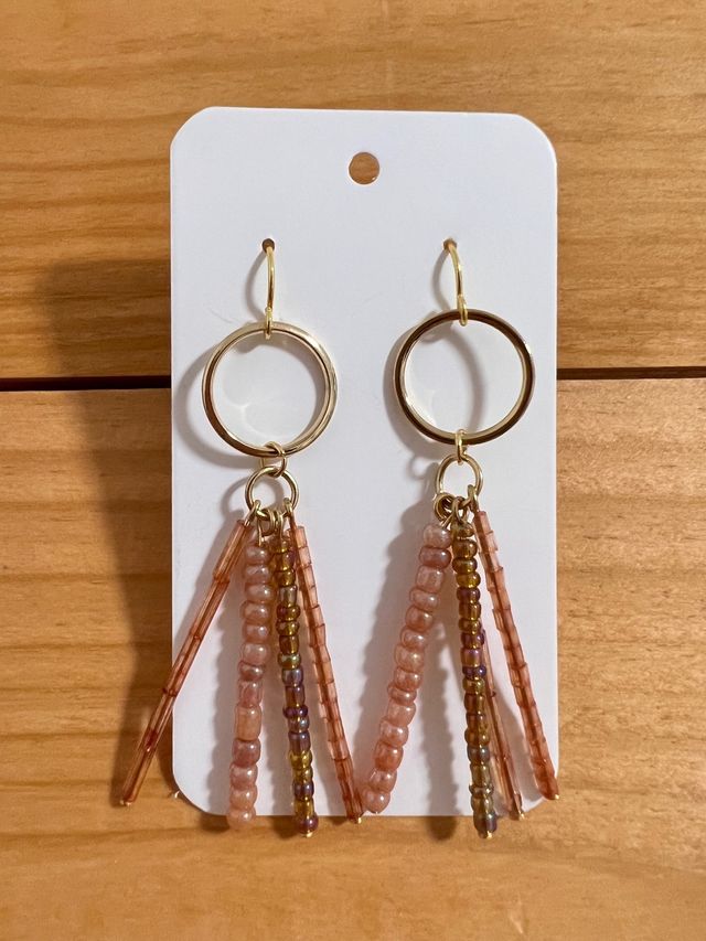 Pendientes Aro Acero Dorado y nude