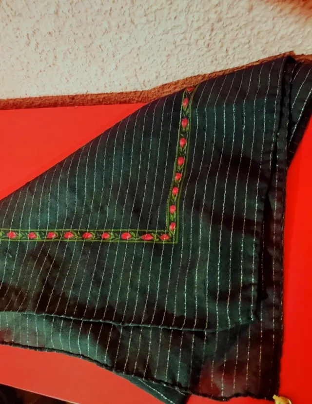 Pañuelo Vintage Pier Marini Verde Rayas Doradas