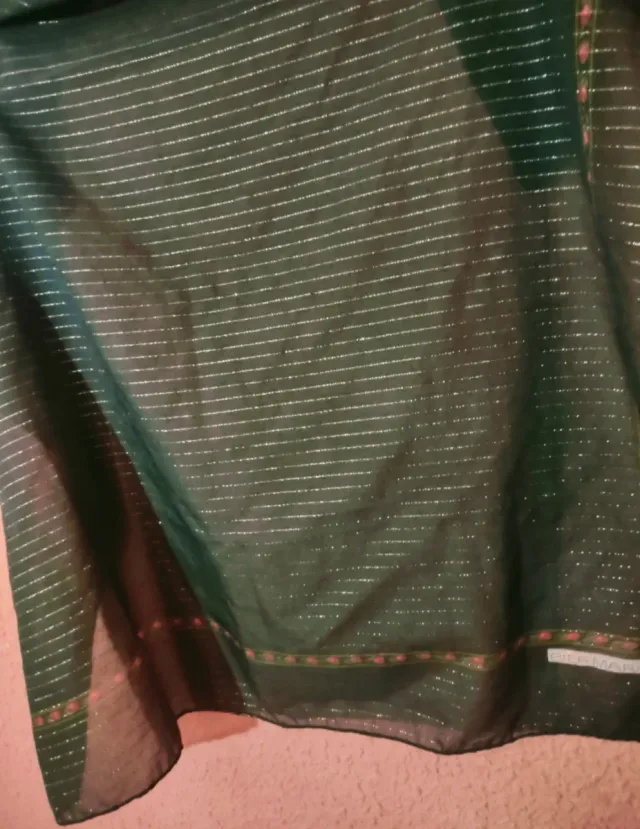 Pañuelo Vintage Pier Marini Verde Rayas Doradas