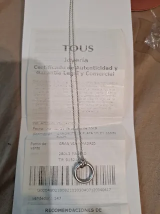 Colgante Tous Hold Plata Certificado