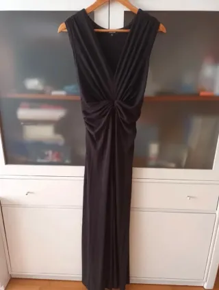 Vestido largo negro viscosa