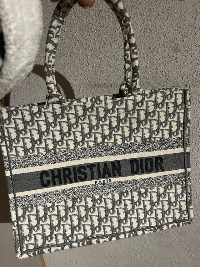 Bolso Tote Dior Gris y Blanco