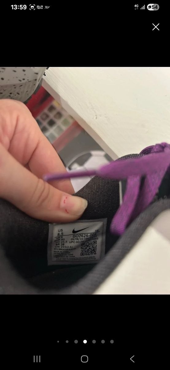 Nike Pegasus Morado Blanco Talla40 equivale a 39