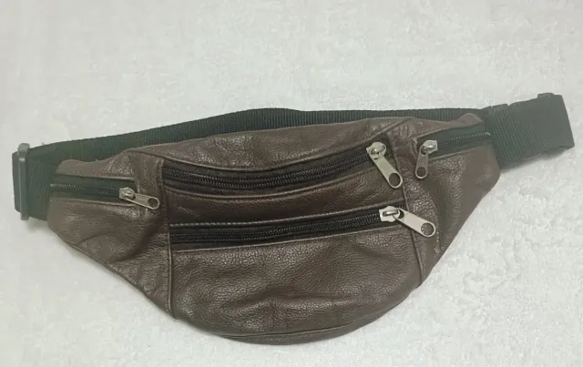 Riñonera Marrón Piel Cremalleras