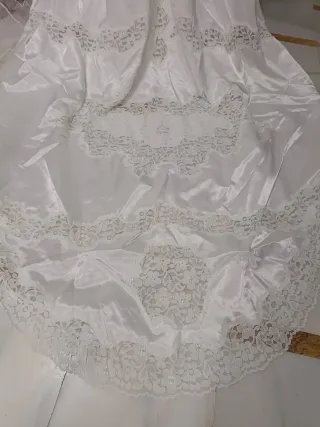Vestido de Novia Blanco Encaje y Satén de los 90