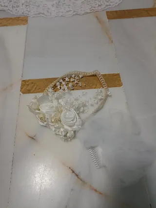 Vestido de Novia Blanco Encaje y Satén de los 90