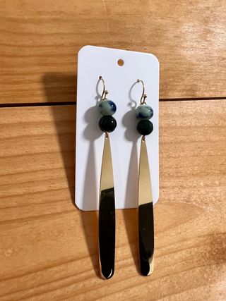 Pendientes largos acero dorado y azul