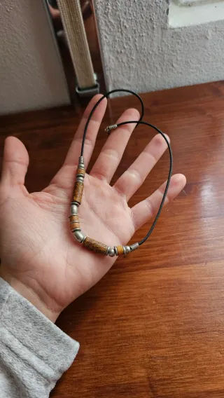 Collana stile hippie marrone e argento