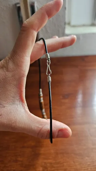 Collana stile hippie marrone e argento