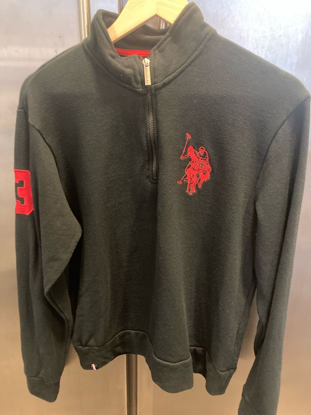 Polo Ralph Lauren Suéter Negro Logo Rojo