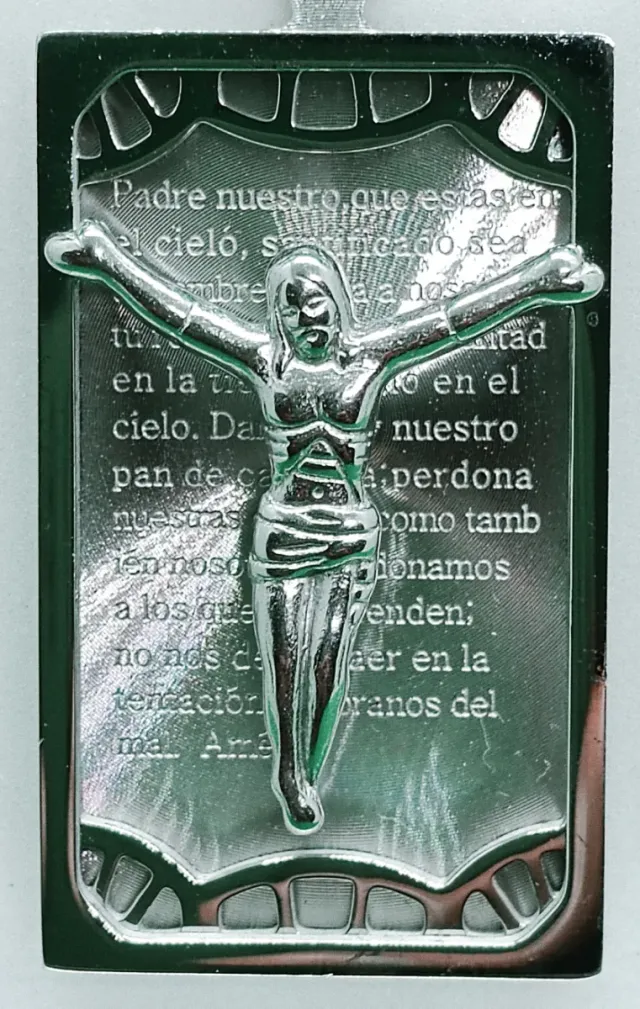 Colgante Cristo y el Padre Nuestro acero inoxidabl