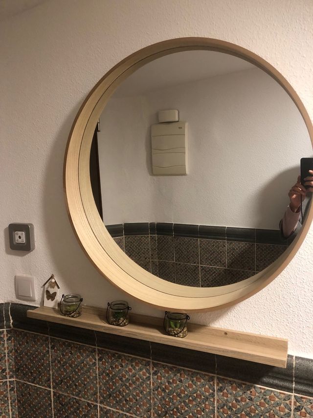 Espejo redondo madera y cristal. NO SE ENVÍA FUERA