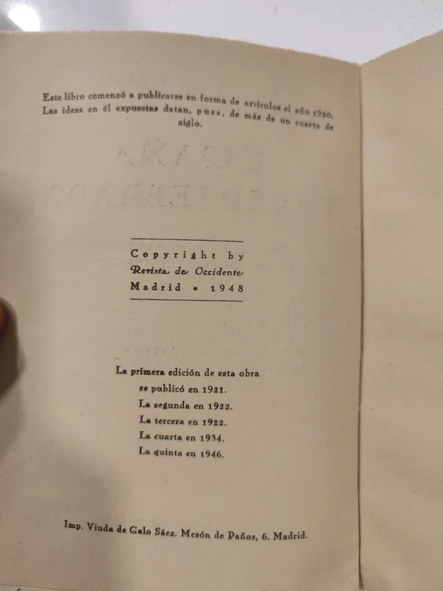 Libro España Invertebrada - Ortega y Gasset