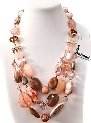 Collana Dolman multistrato perle con cartellino