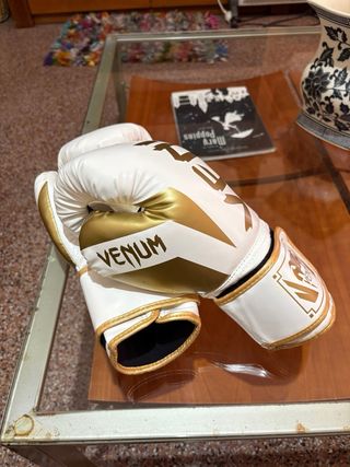 Guantes Boxeo Venum 14oz Blancos y Dorados