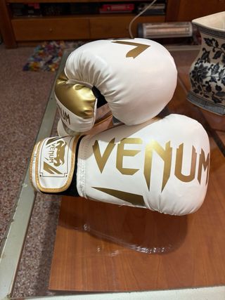 Guantes Boxeo Venum 14oz Blancos y Dorados