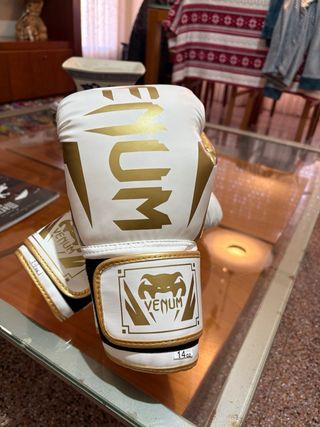 Guantes Boxeo Venum 14oz Blancos y Dorados