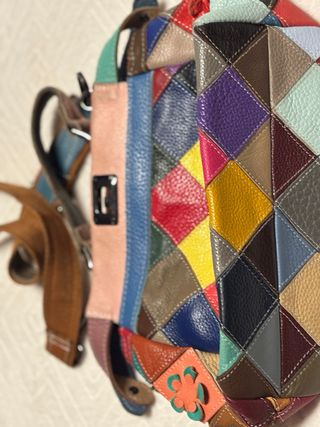 Bolso Piel Flores Multicolor Bandolera