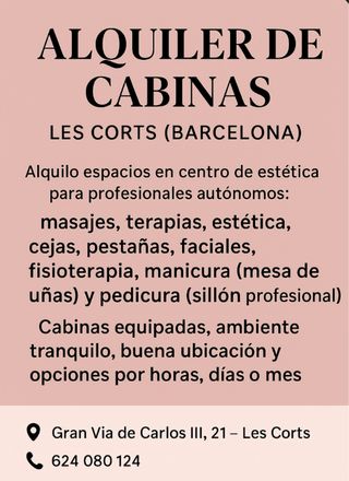 ALQUILER DE ESPACIO EN ESTETICA LES CORTS BCN