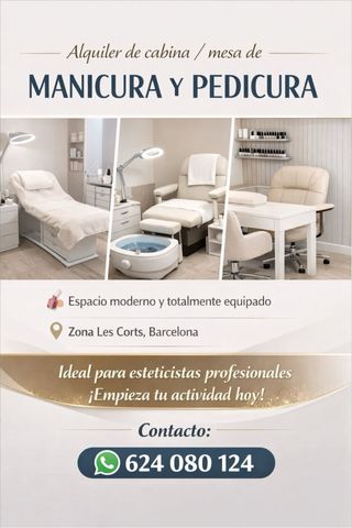 ALQUILER CABINA/MESA DE MANICURA/ SILLON PEDICURA
