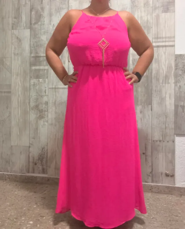Vestido largo fucsia