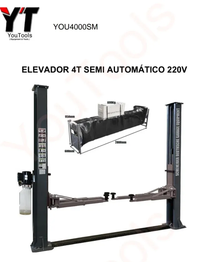 Elevador 2 Columnas 4T Semiautomático robusto