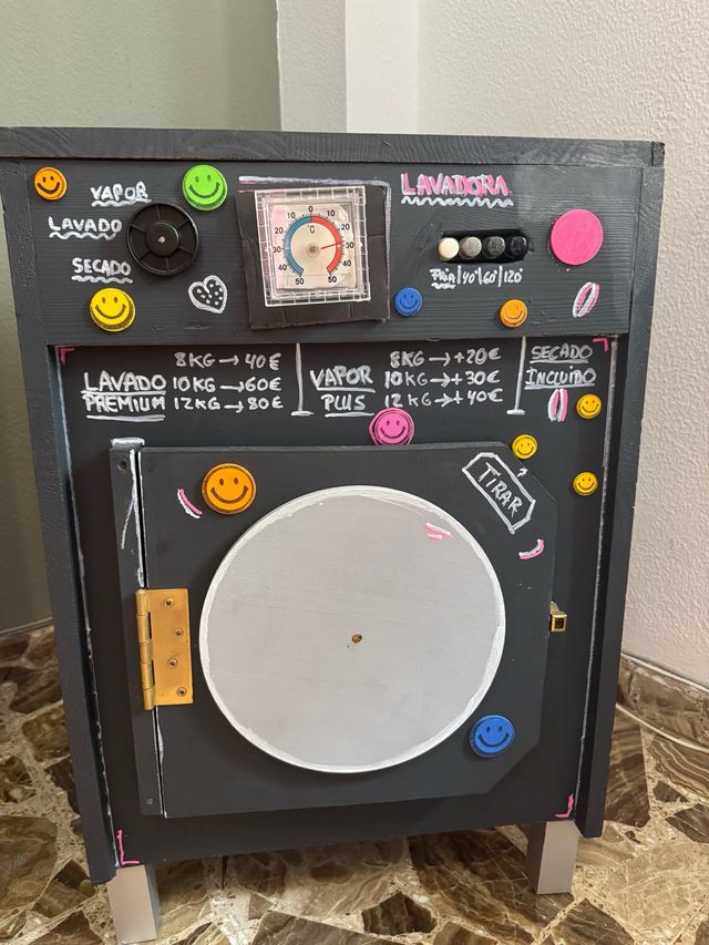 Lavadora de madera artesanal para jugar