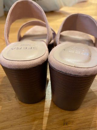 Sandalias Sfera tacón rosa y dorado