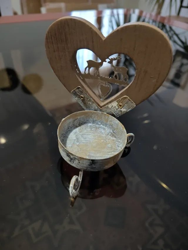 Portacandele a forma di cuore con cervi
