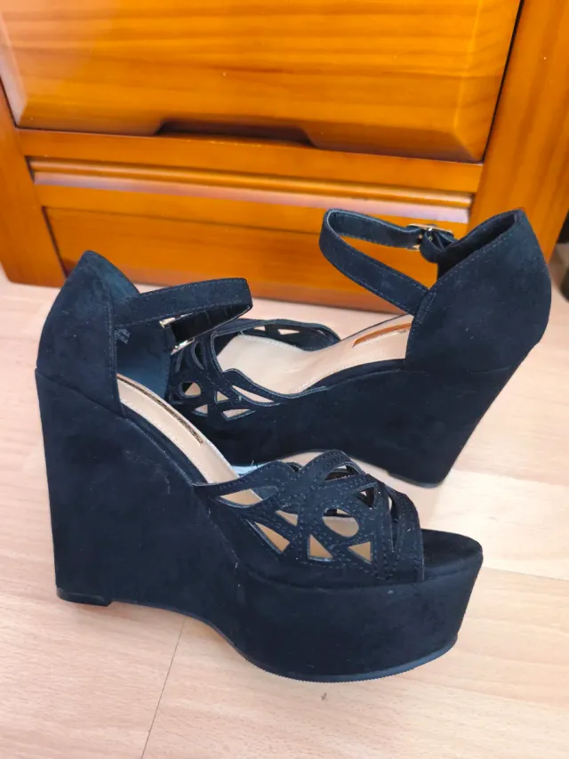 Zapatos de tacón cuña negros talla 37