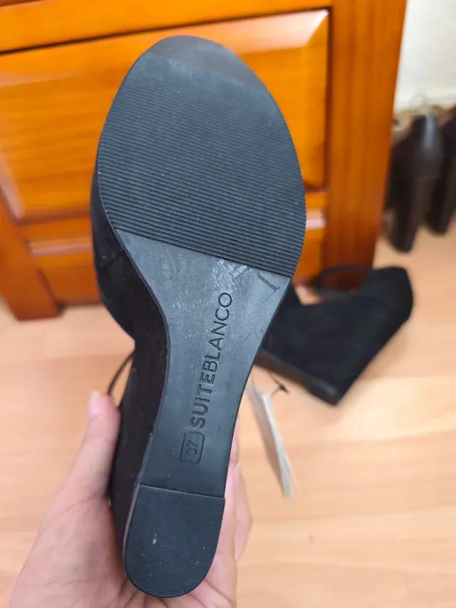 Zapatos de tacón cuña negros talla 37