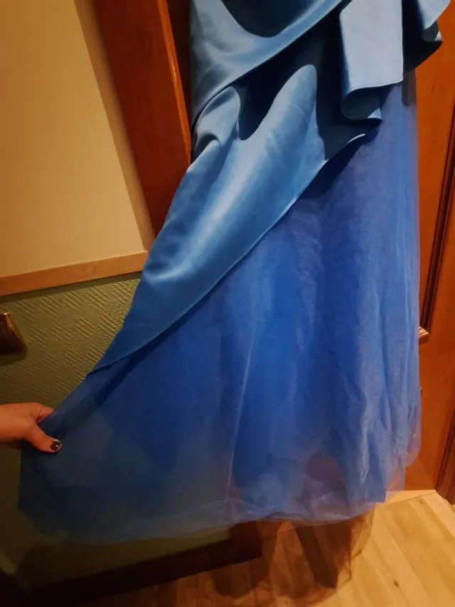 Vestido fiesta largo azul turquesa