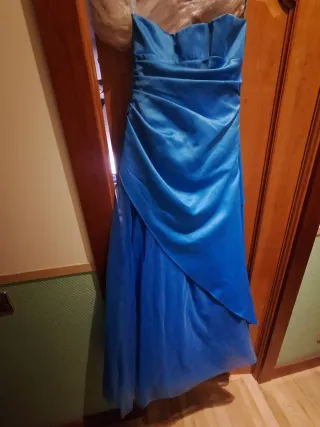 Vestido fiesta largo azul turquesa