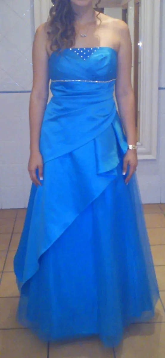 Vestido fiesta largo azul turquesa