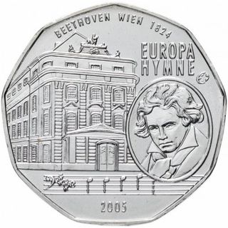 Moneda 5 Euros Plata Austria 2005 Beethoven