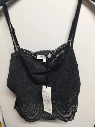 Camiseta Morgan encaje negra talla L