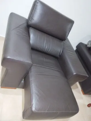 Sofá de piel marrón 1 plaza