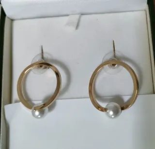 Pendientes aro plateados con perla