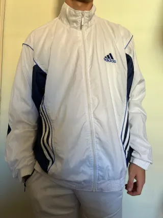 Chaqueta Adidas Vintage Azul y Blanca