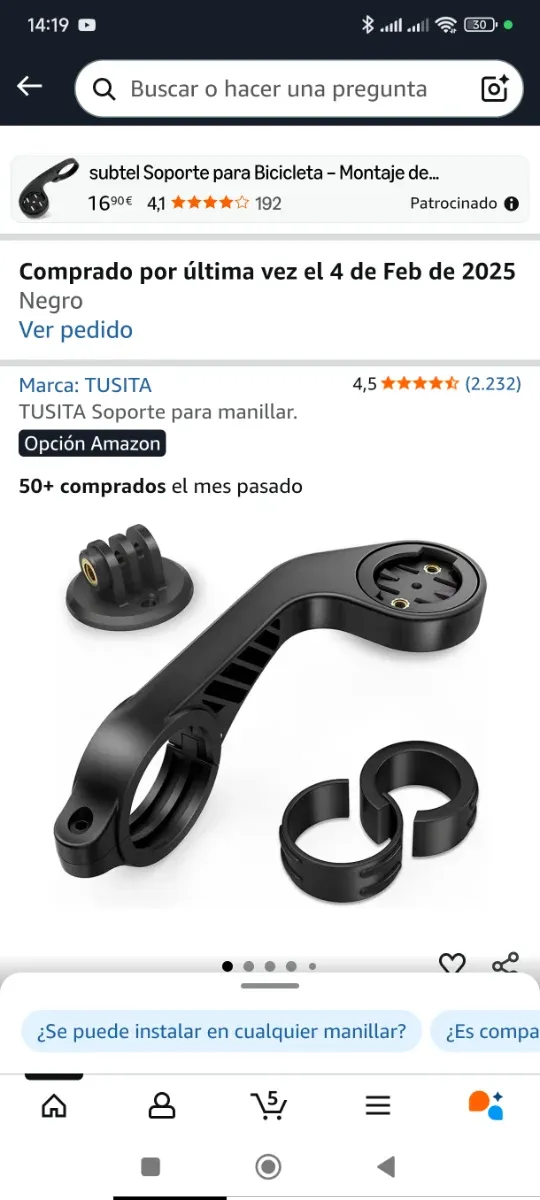 Soporte Garmin Tusita Negro