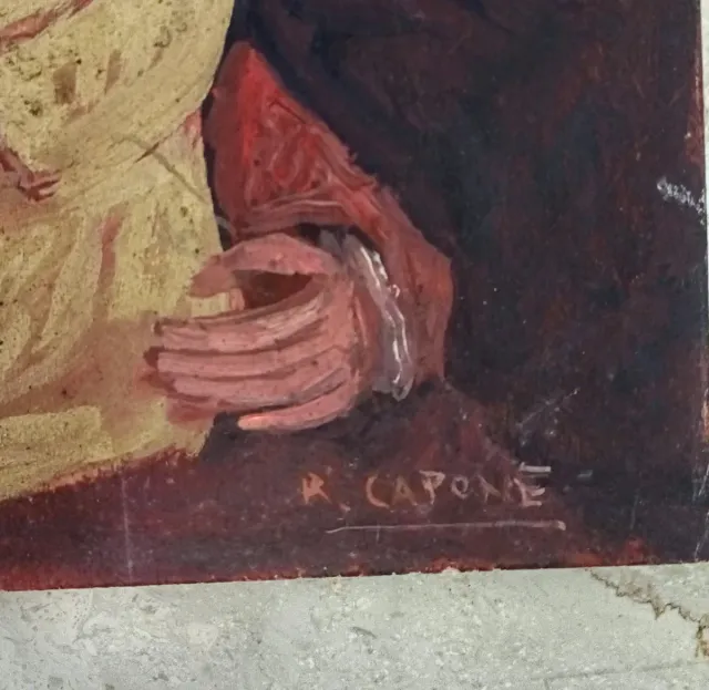 Dipinto ad olio su tavola Sacro firmato Capone