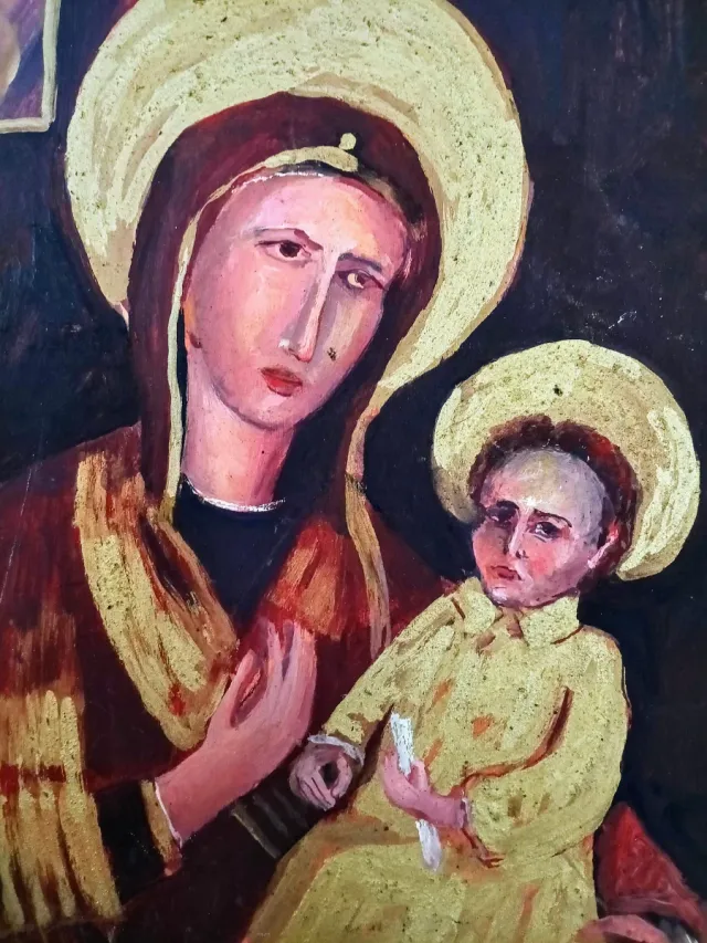 Dipinto ad olio su tavola Sacro firmato Capone