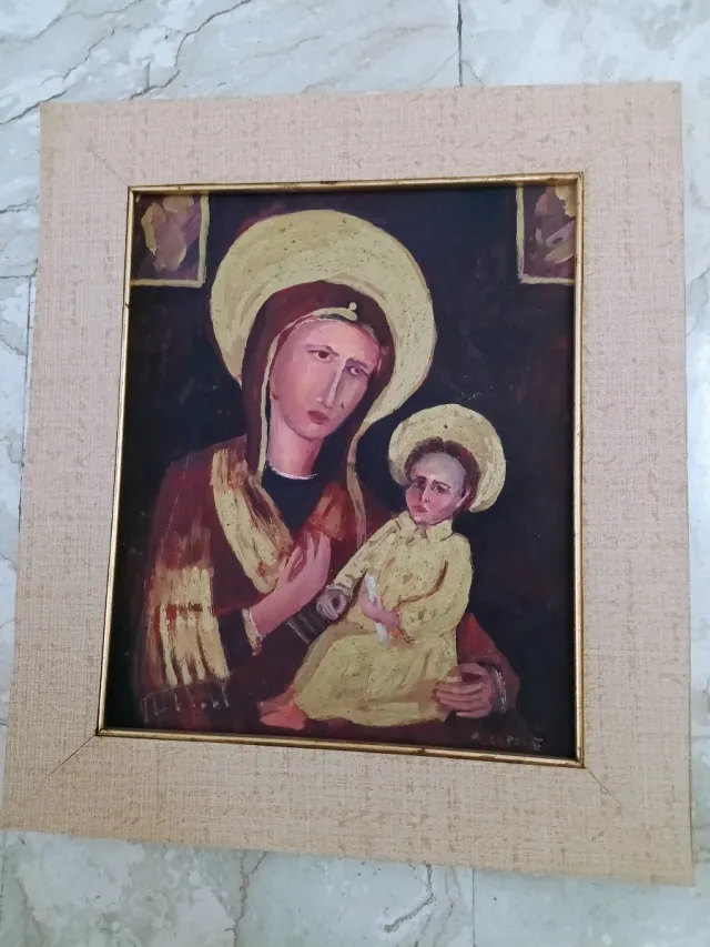 Dipinto ad olio su tavola Sacro firmato Capone