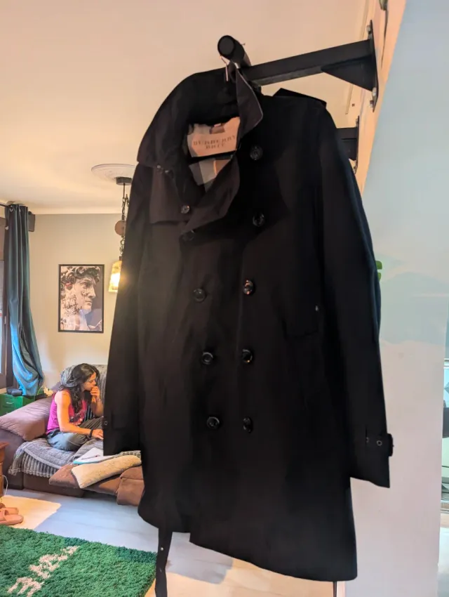 Gabardina Burberry Negra Impermeable