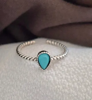 Anillo Plata Ley Ajustable Turquesa